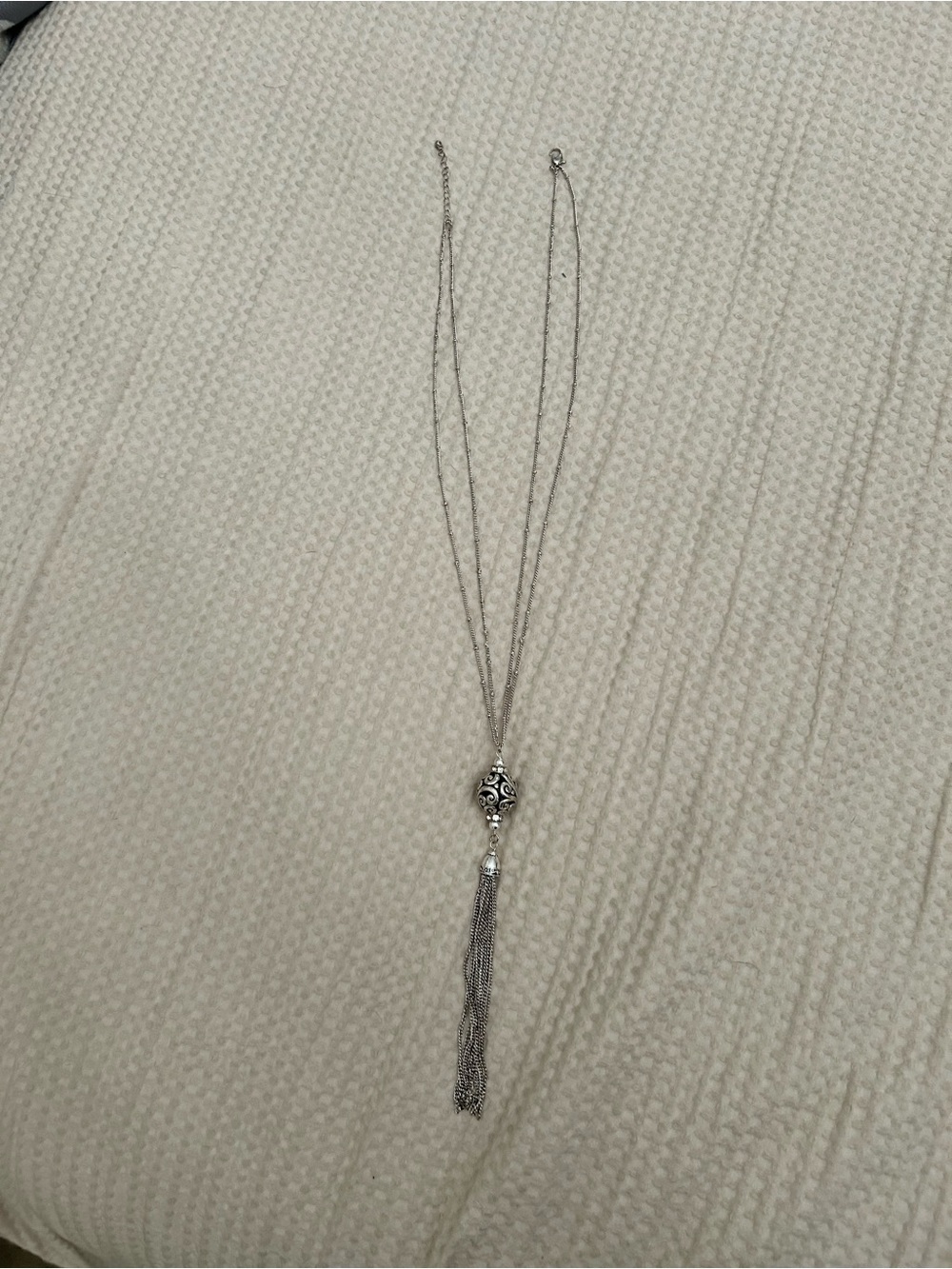 Sterling-Style Silver Tassel Pendant Necklace - Silver